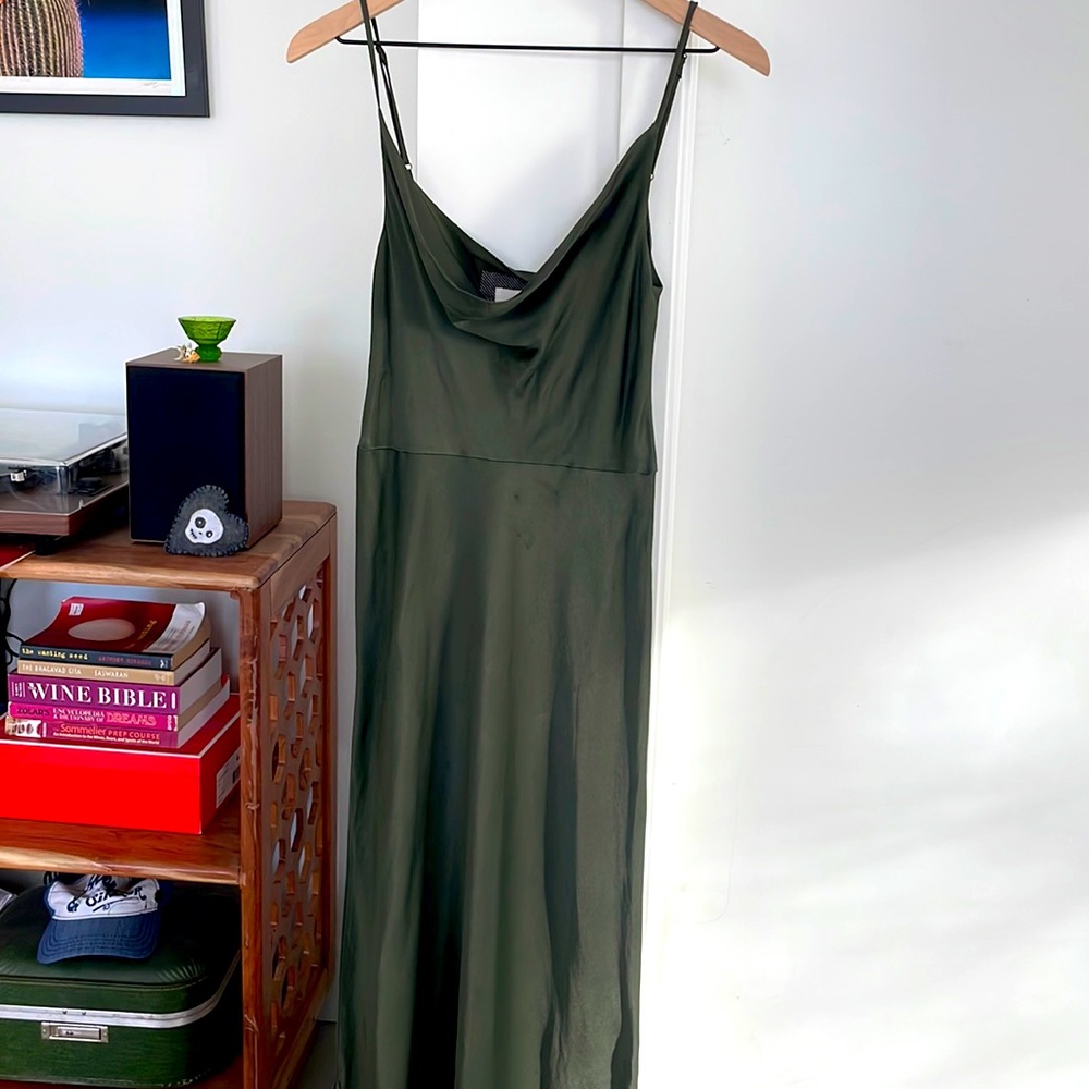Anthropologie long cowl neckline slip dress